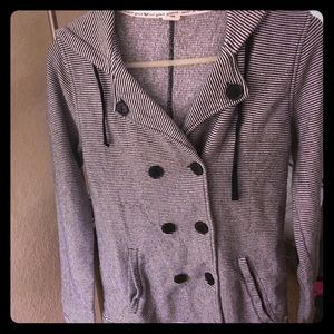 NWOT Roxy black and white striped peacoat