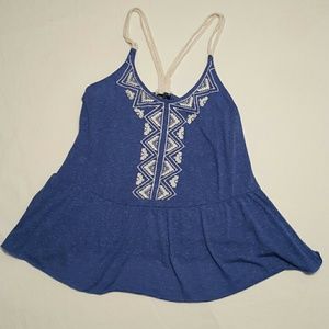 Embroidered Peplum Top