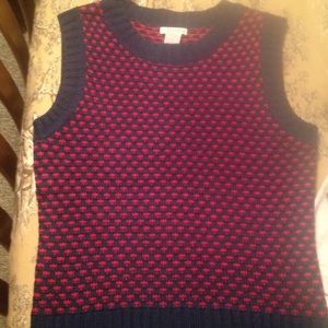 Blue & red sweater vest.