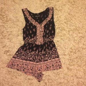 Pink and black romper