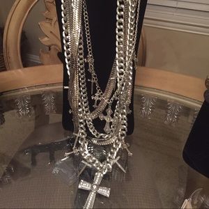 New Extra large multi cross necklace set