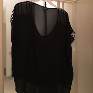 Black v neck open shoulder top.. Plus size