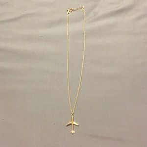 Gold Airplane Necklace