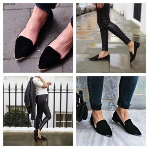 Zara black flats with metal toe