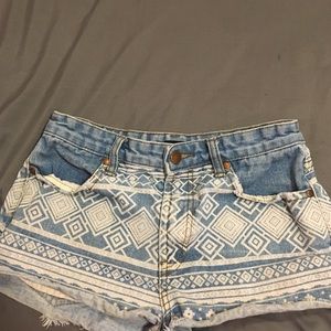 Tribal denim shorts
