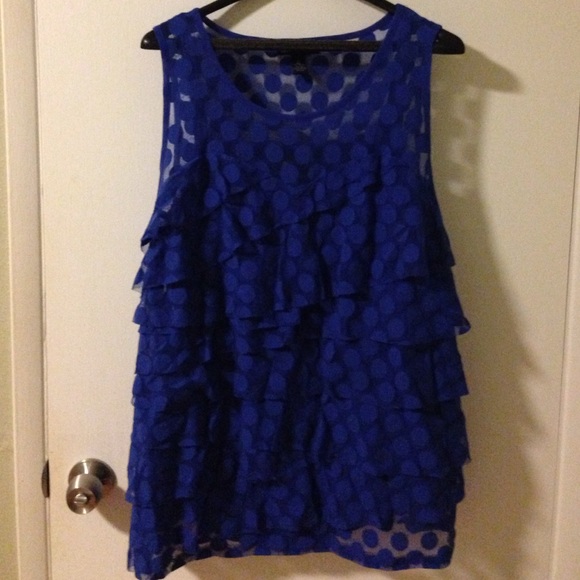 INC Blue Polkadot Tank 3X