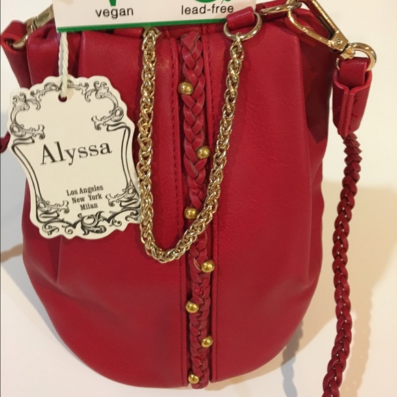 NWT ALYSSA Backpack Faux Leather Bag Red Vegan