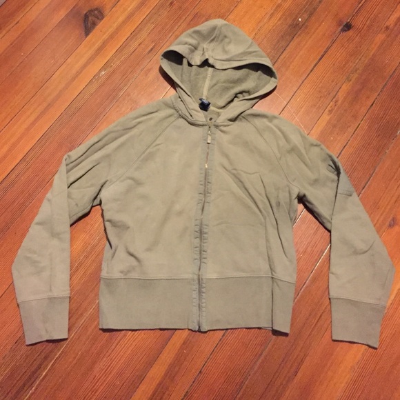 Vintage-y Army Green Cropped Hoodie