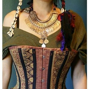Turkish coin gypsy boho bib statement necklace