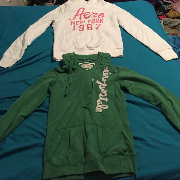 2 AEROPOSTALE HOODIES/GREEN&WHITE