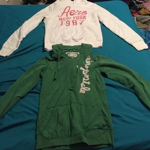 2 AEROPOSTALE HOODIES/GREEN&WHITE
