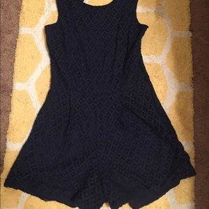 Navy Eyelet lace romper