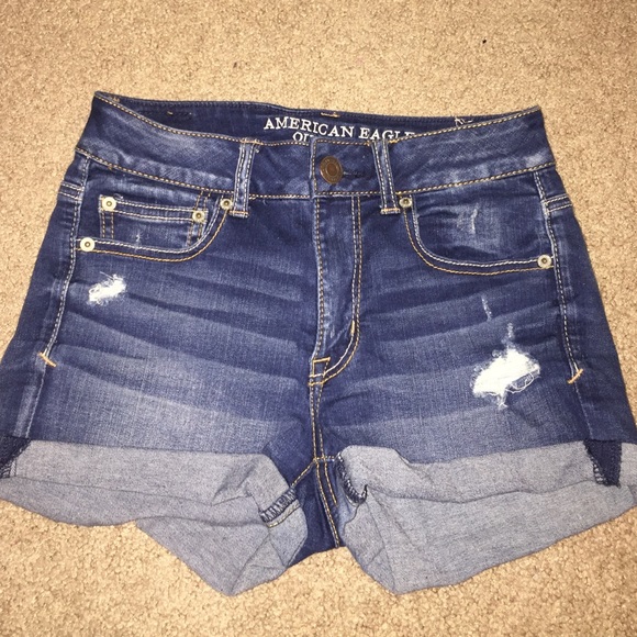 High waisted American Eagle dark denim shorts