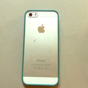 Blue bumper clear phone case.
