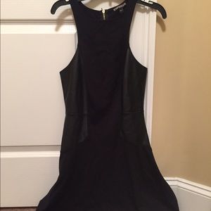 Black leather paneled dress