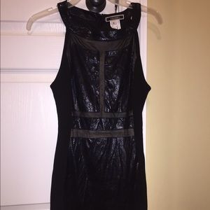 Black dress with snakeskin and mesh detail