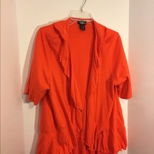 Lane Bryant Orange ruffled shrug