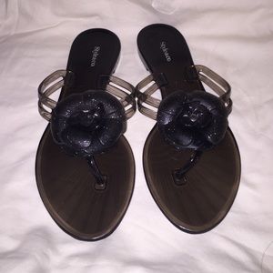Black Jelly Plastic Sandals