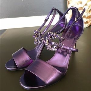 SOLD Gucci Swarovski Studs Purple Leather Heels