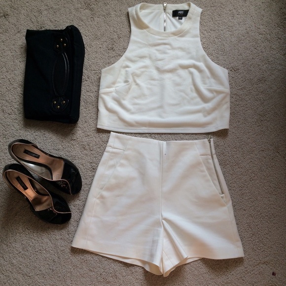 High waisted white shorts