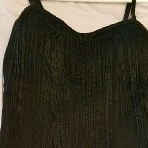 NWOT black shimmery fringe dress.