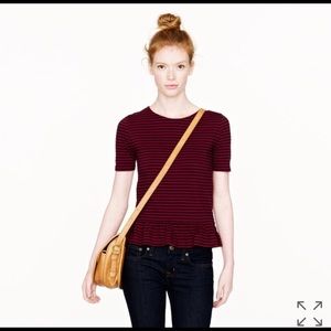 Jcrew navy and red stripe peplum tee