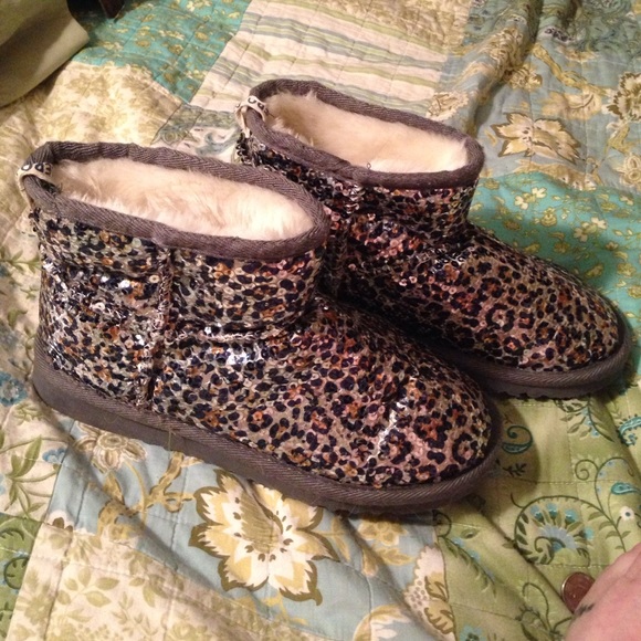 Cheetah Sequin Ankle Boots
