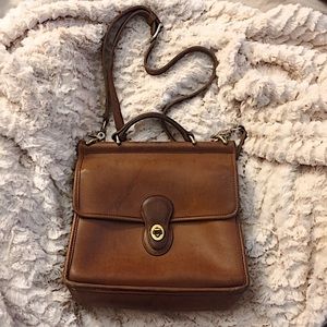 Coach brown leather cross body purse