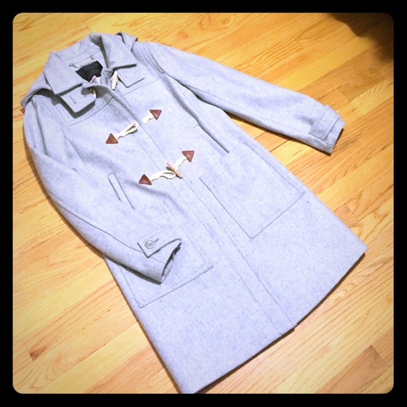 J Crew Melton Wool Grey coat with toggles