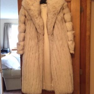 Women's Genuine I.J. Fox White Fox Fur Coat Size 6