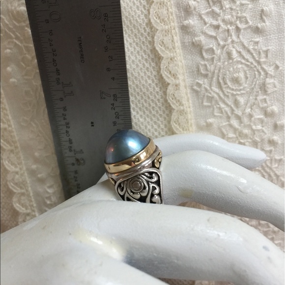 🍒SOLD🌹Local Market🍄Silver gold bezel pearl ring - Picture 6 of 6