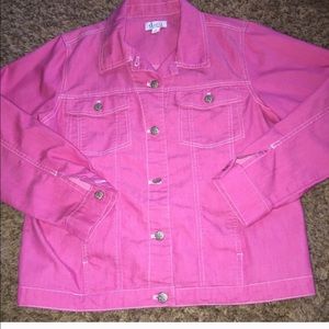 Denim & Co pink denim jacket size small