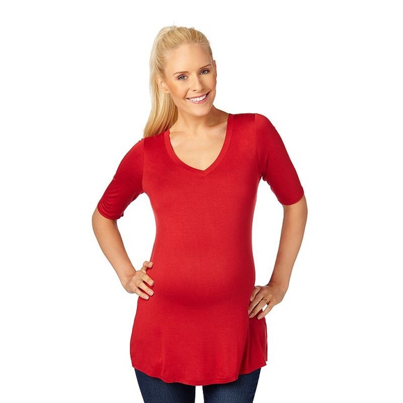 SOLD Maternity Sz L Oh Baby by Motherhood Red Top - Picture 3 of 4