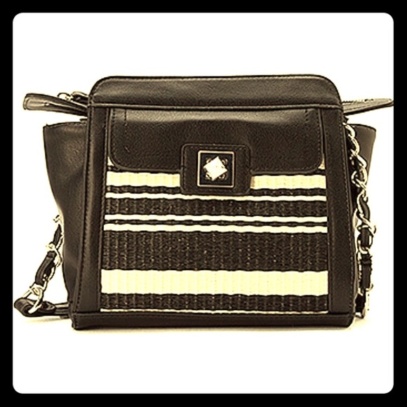 Jessica Simpson Handbags - JESSICA SIMPSON LOGAN JS7003 stripe BLK XBODY NWT