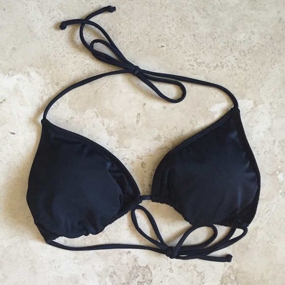 LA Hearts black triangle bikini top