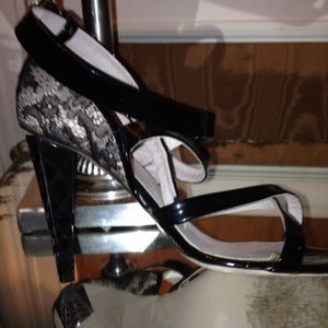 Black Patent Leather Strap Heels