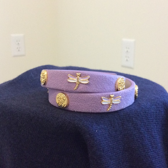 Lavender dragonfly rustic cuff