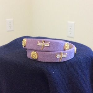Lavender dragonfly rustic cuff
