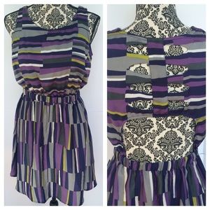 Purple Striped Dress with cutout back
