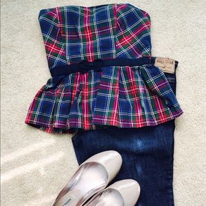 Strapless Peplum Top