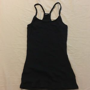Black ribbed racer back top