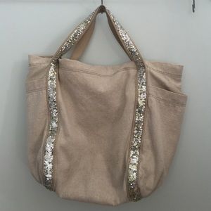 Linen and sequin tote bag