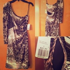 One-sleeve leopard print formal dress