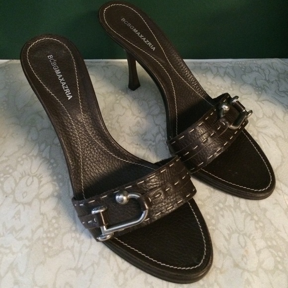 BCBG brown leather heels