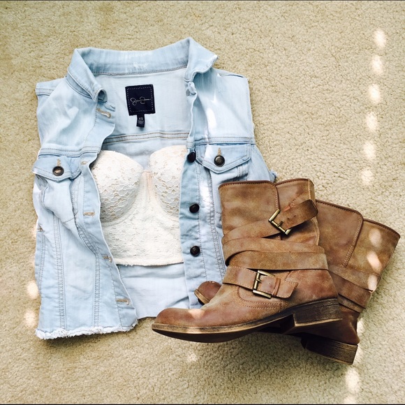 Light wash denim vest