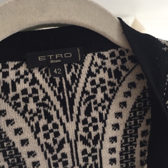 ETRO Milano Paisley Cardigan Sweater Black & White - Picture 2 of 3