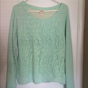 Mint green lace sweater - worn twice