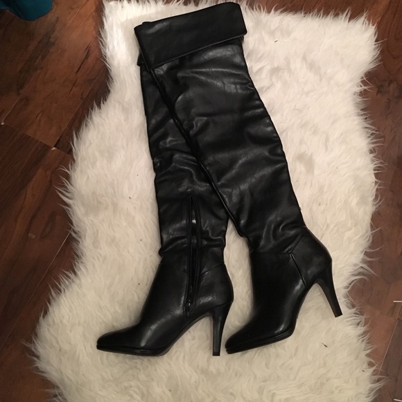 Black thigh high boots