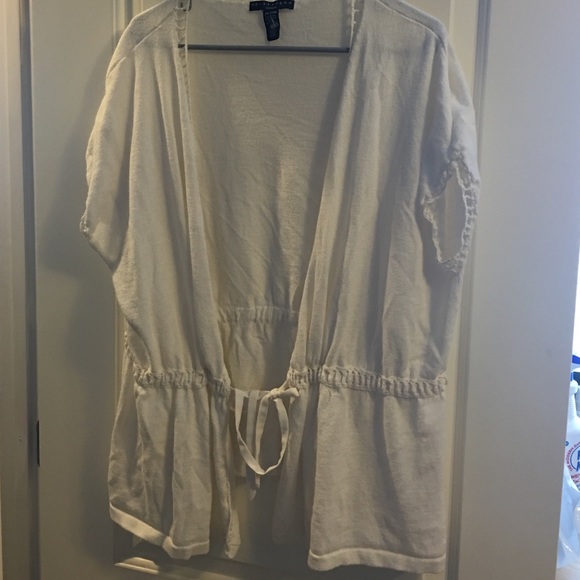 Off white or white tie in front cardigan