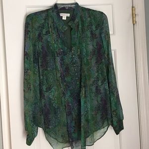CWC. Green and blue floral shirt.